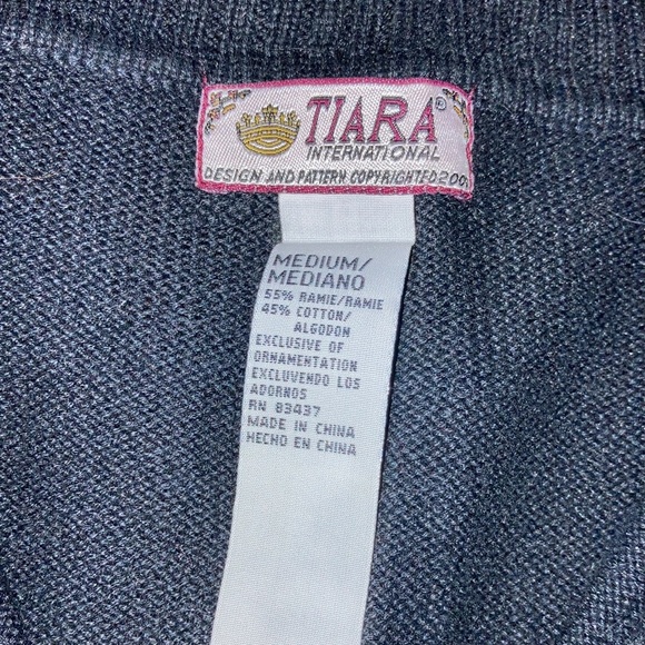 Vintage Tiara International Ramie Extended Collar Embroidered Floral Jacket - Picture 4 of 5